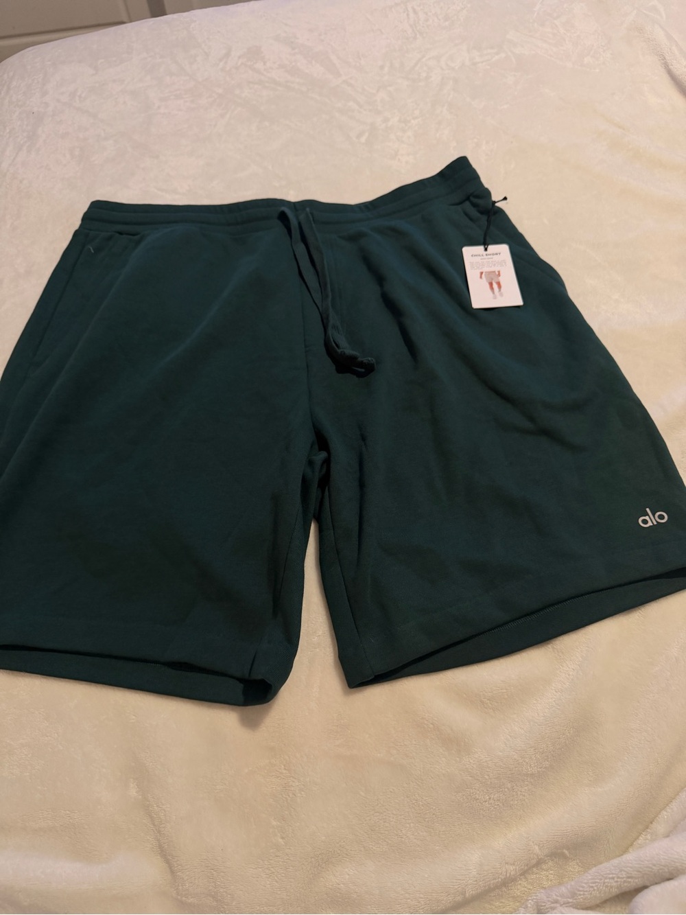 ALO Yoga Men's Deep Teal Athletic Drawstring Shorts - Picture 5 of 9